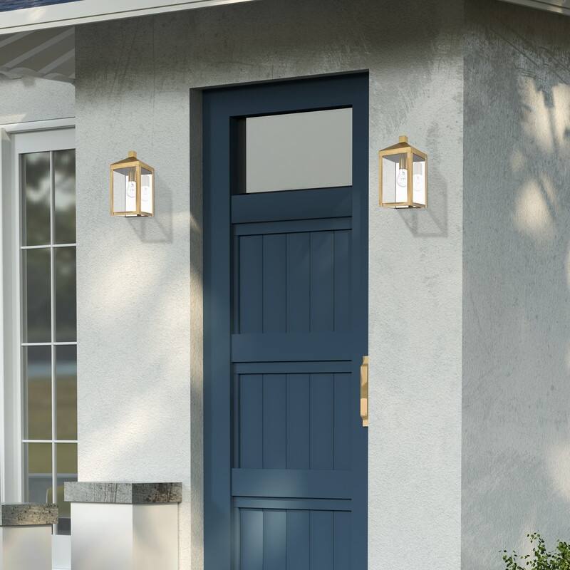 Livex Lighting 1-light Antique Brass Outdoor Wall Lantern, 20582-01 - 6.25" W. x 12.75" H x 6.25" Ext