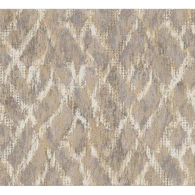 Bunter Taupe Distressed Geometric Wallpaper - 21in x 396in x 0.025in