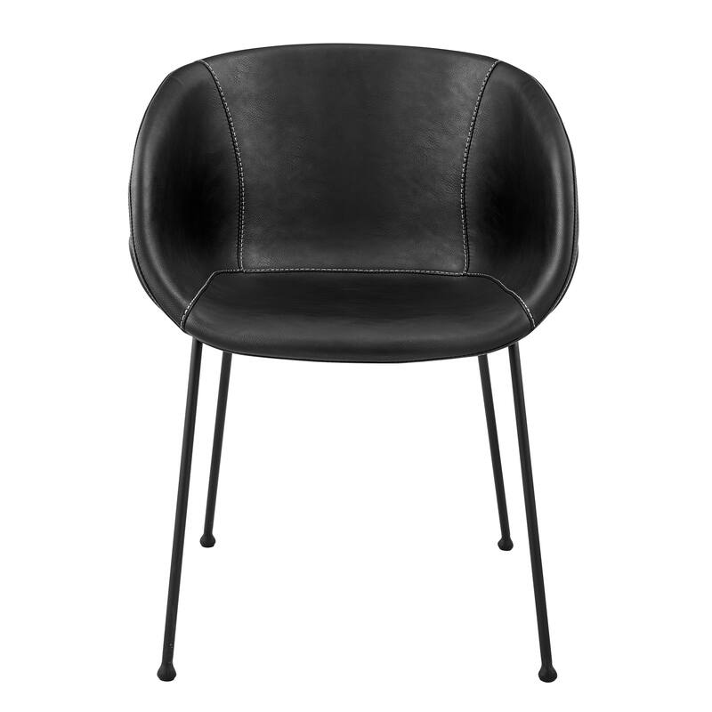 Zach Armchair in Black Leatherette with Matte Black Legs - Set of 2 - Black