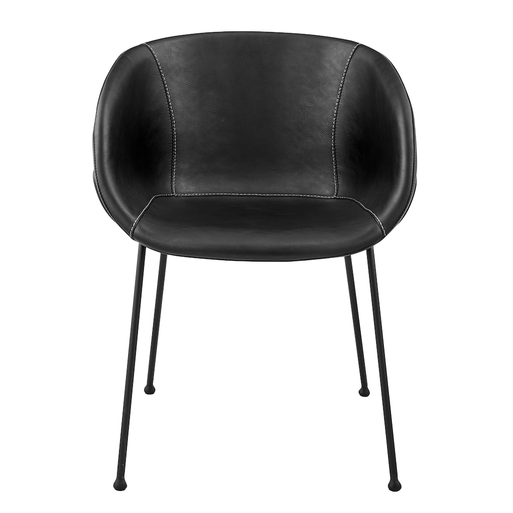 Zach Armchair in Black Leatherette with Matte Black Legs - Set of 2