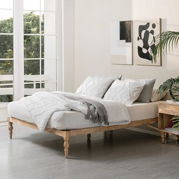 MH London Rhonda Solid Mango Wood Platform Bed On Sale Bed Bath
