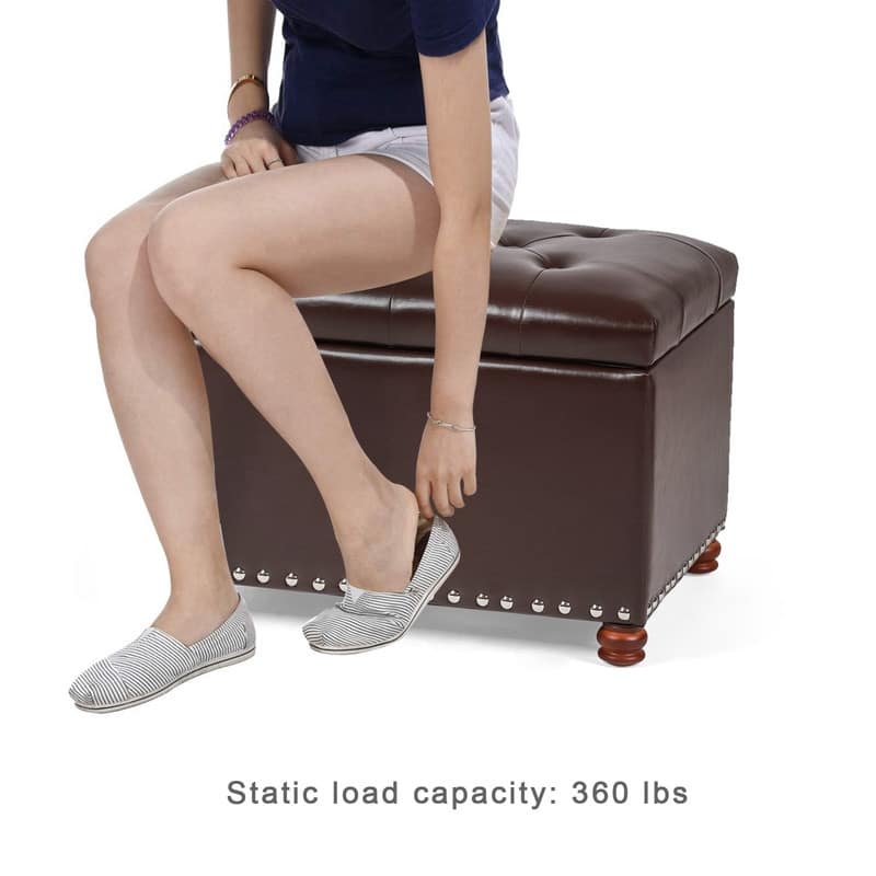 Adeco Contemporary Bench Lift-top Storage Ottoman