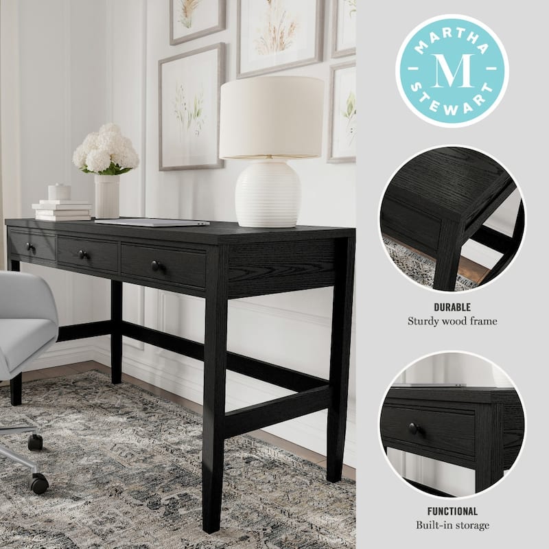 Martha Stewart Home Office Desk with 3 Drawers and Tapered Legs
