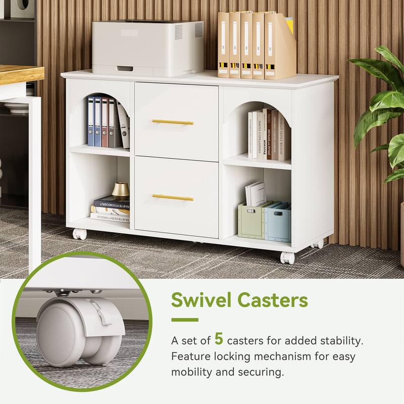 39.3'' Mobile File Cabinet for Home Office, 2 -Drawer, Fits A4/Letter Size