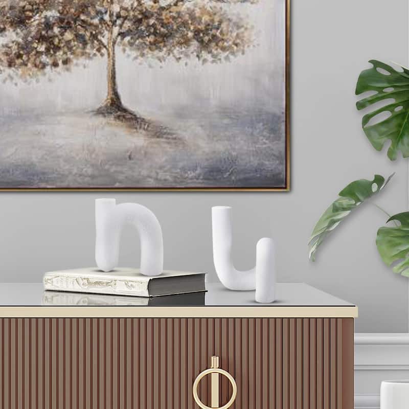 White Abstract Curved Tube Vase Tall