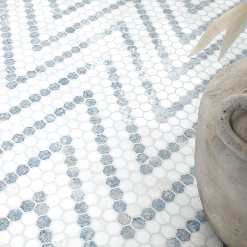 Ackland AKM-S-1X1LUP-CA 11" x 14" Marble Geometric Floor and Wall
