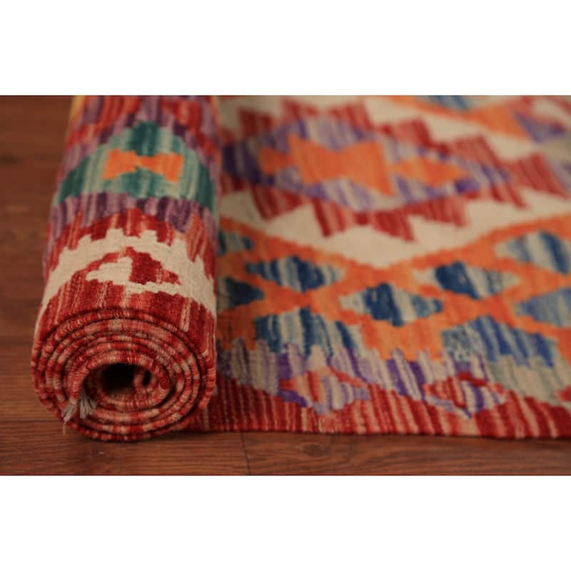 Kilim Oriental Area Rug Hand-Woven Living Room Wool Carpet - 8'2"x 9'6"