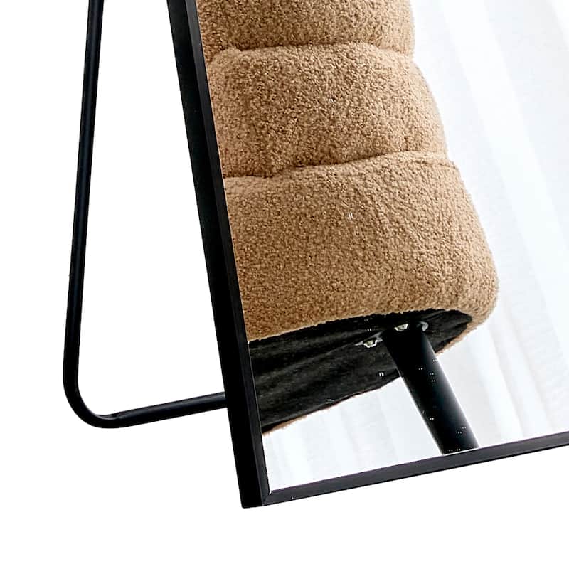 Roomfitters Wall-Mounted Full-Length Mirror with Black Aluminum Frame, 65"x23" Vanity or Decorative Mirror, Black