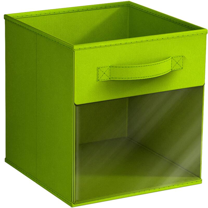 Sorbus 11" Storage Bin with Clear Window, 1-Pack Foldable Fabric Organizers - 10.5” L x 10.5” W x 11” H - Green