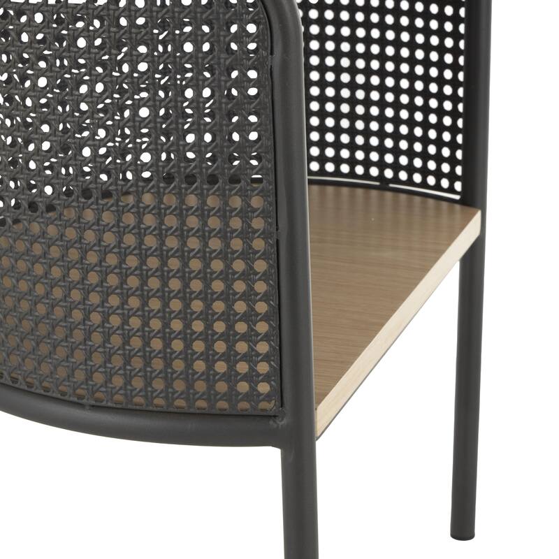 Light Brown Wooden Half-Moon Two- Toned 1 Shelf Side End Accent Table with Mesh Back Panel and Brown Wood Tabletop