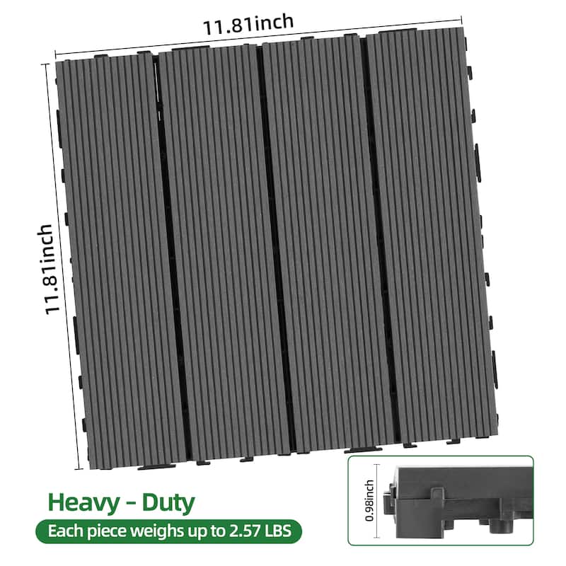 8.7 sq. ft DIY Wood-Plastic Composite Deck Tiles, Interlocking Outdoor Flooring Tiles Waterproof All Weather (Pack of 9)