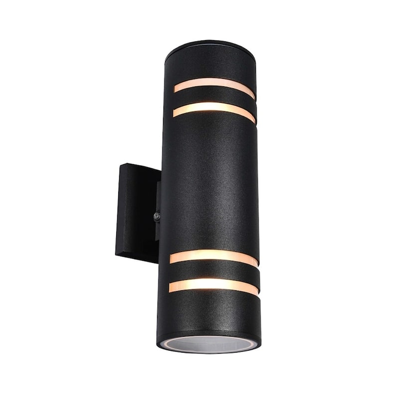 2-Light Industrial Vintage Black Linear Cylinder Wall Lights Waterproof IP54 Lantern Outdoor Wall Sconces