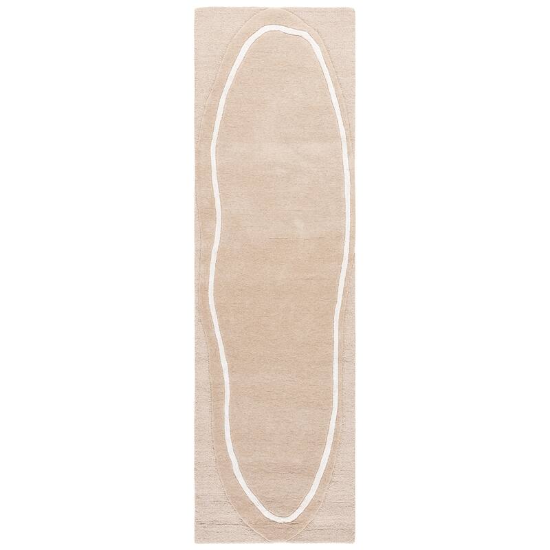 SAFAVIEH Handmade Fifth Avenue Elisete Modern Wool Rug - 2'3" x 8' Runner - Beige/Ivory