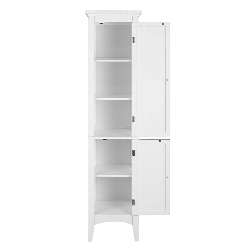 Teamson Home 62.99 in. H White Bathroom Linen Tower Cabinet with 2 Shutter Doors, Freestanding Storage Organizer