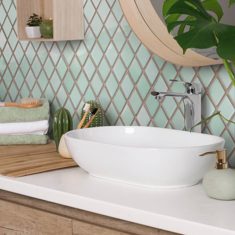 Merola Tile Hudson Kite Mint Green 10-1/8" x 11-3/4" Porcelain Mosaic Floor and Wall Tile