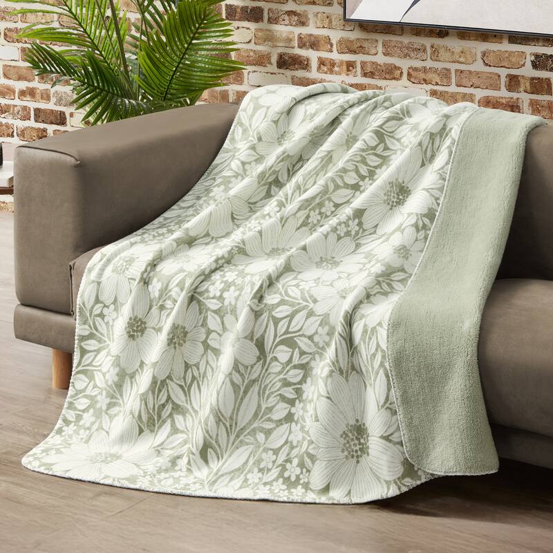 Lucky Brand Reversible Throw Blankets - Green - 50"x70"