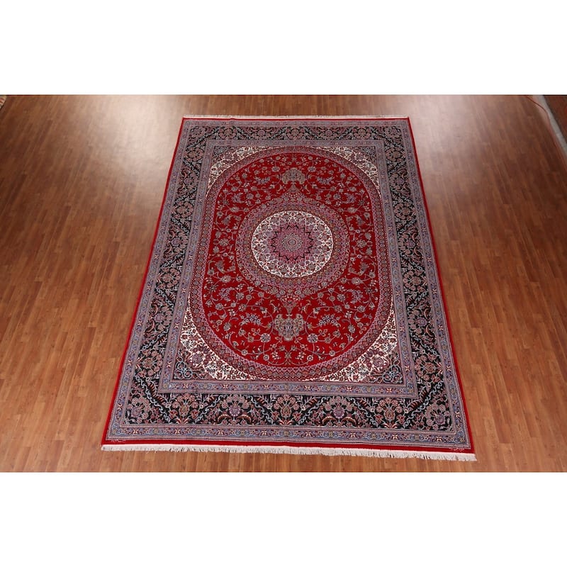 Traditional Floral Kashan Turkish Area Rug Bedroom Machine-Made Carpet - 9'8" x 13'3"