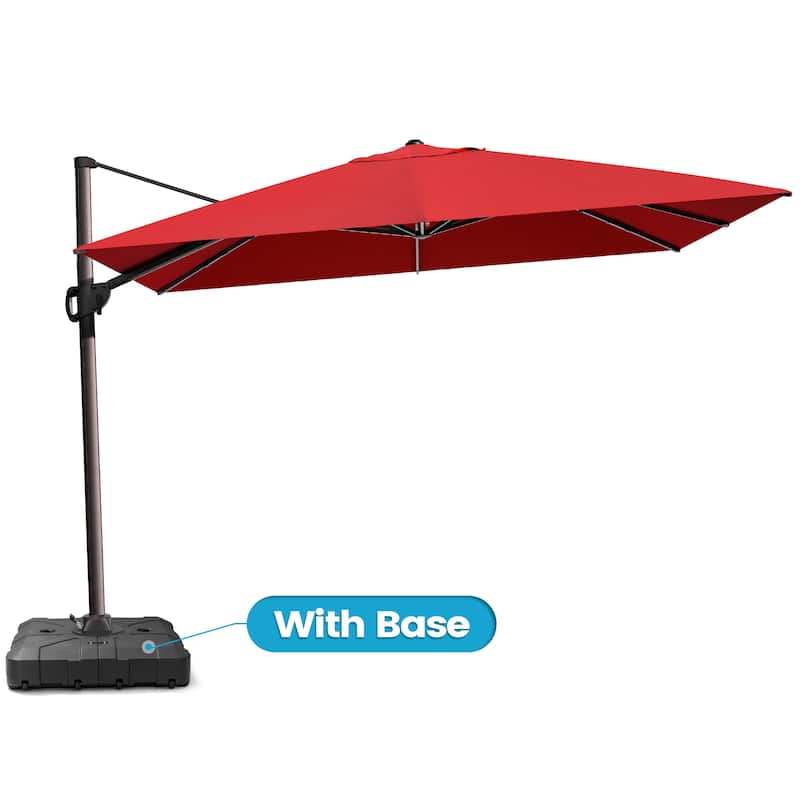 9 x 12 ft Outdoor Patio Cantilever Offset Umbrella with Heavy Duty Sand Water Fillable Base
