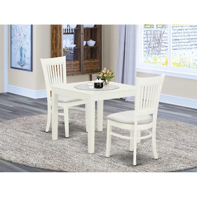 3-Piece Wood Dinette Set - Dining Table & 2 Chairs - Linen White Finish - Kitchen Table Set