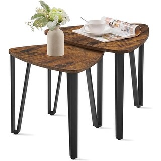 Stacking Side Coffee Tables,Rustic Brown and Black End Tables - 8' x 10 ...