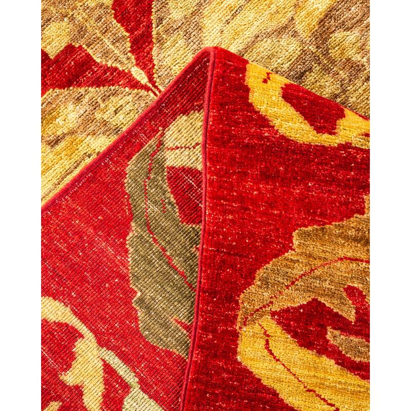 Overton Hand Knotted Wool Vintage Inspired Modern Contemporary Arts & Crafts Beige Area Rug - 9' 2" x 12' 0"