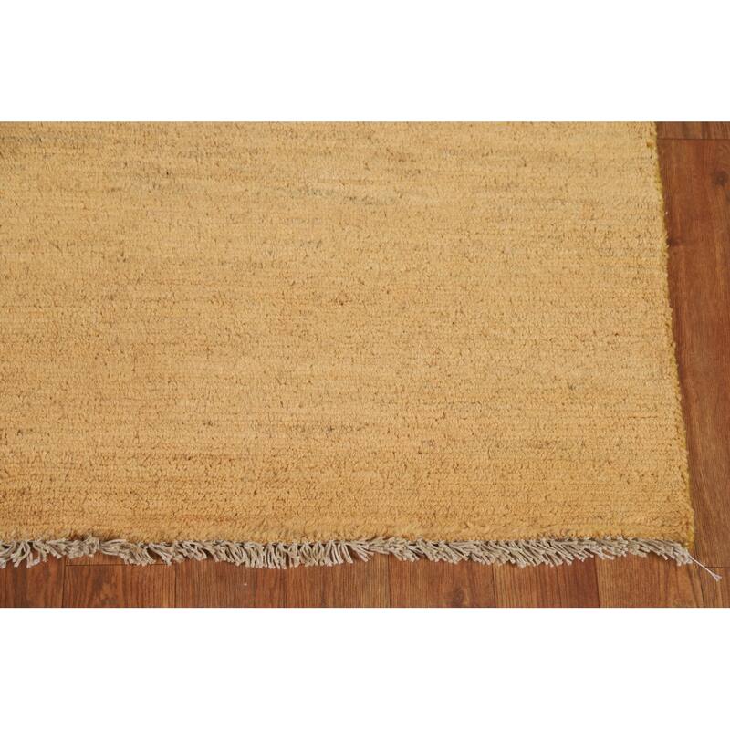 Contemproary Yellow Gabbeh Oriental Foyer Rug Handmade Wool Carpet - 3'3"x 4'7"