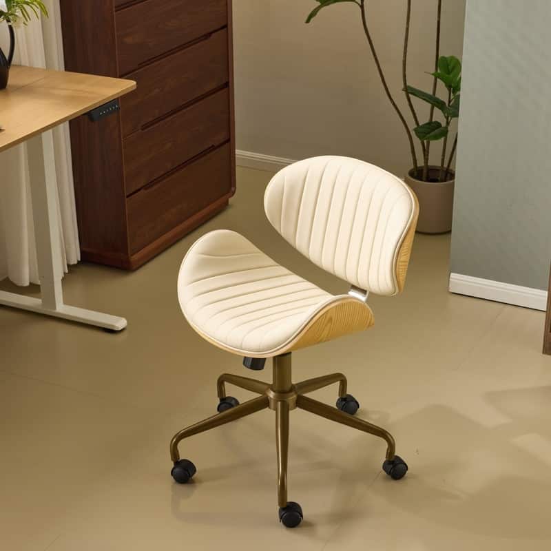PU Curved Office Chair With Antique Bronze Base