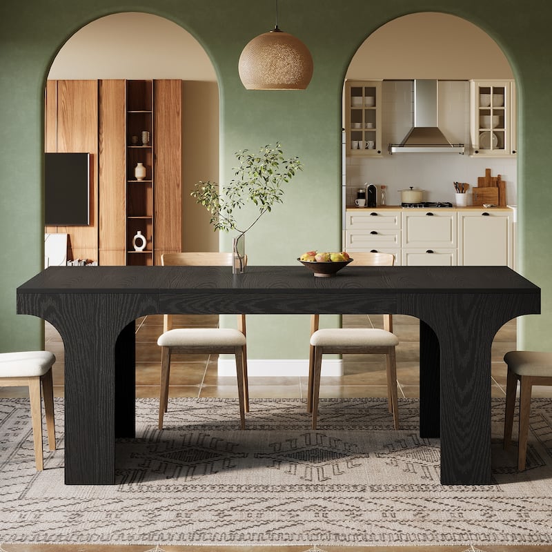 Wooden Rectangular Dining Table for 6-8 People with Sled Base