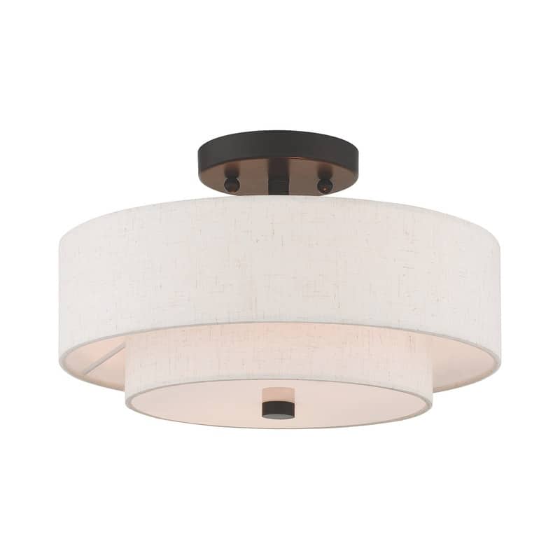 Livex Lighting 2-light Fabric Shade Flush Mount, 51083-92, 51083-91