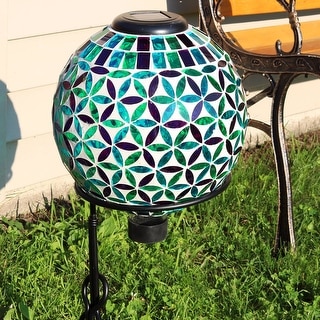 Cool Blooms Outdoor Glass Mosaic Gazing Globe with Solar Light - 10" - 1