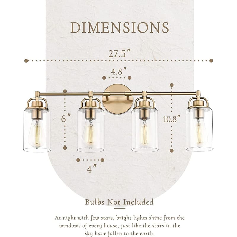 Bathroom Vanity Lights, Bathroom Wall Light Fixtures with Clear Glass Lampshade
