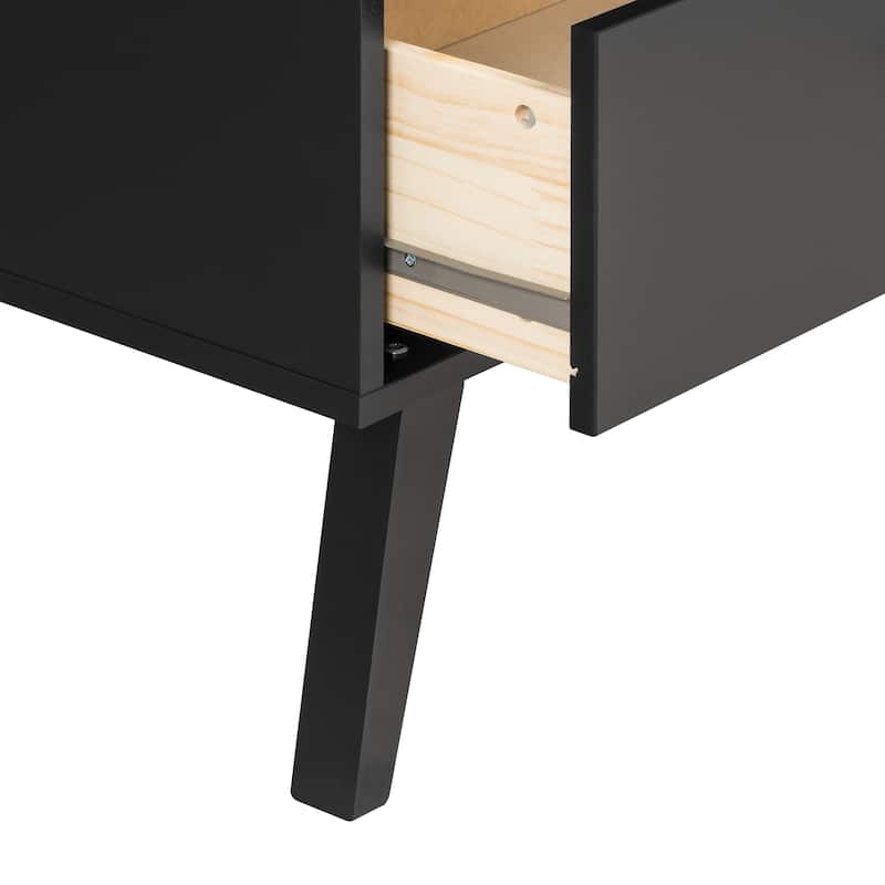 Prepac Milo Mid-Century Modern 2 Drawer Nightstand, Bedside Table, Contemporary Bedroom Furniture
