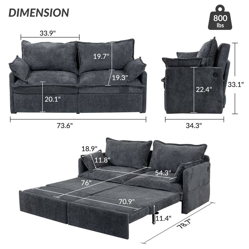 Corduroy multifunctional sofa bed