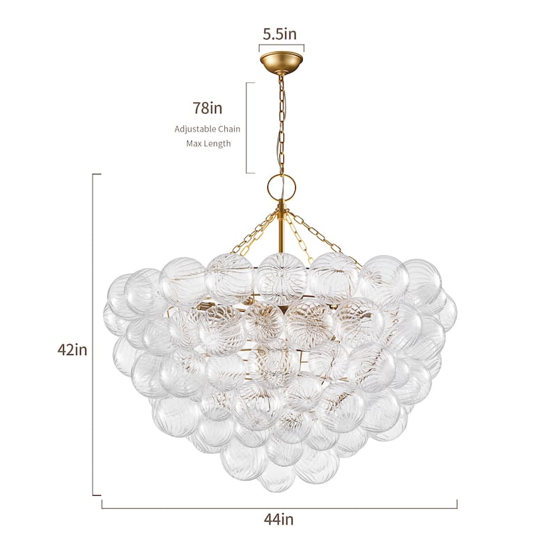 Gold Bubble Ball Chandelier, LED Pendant Light with Glass Globes