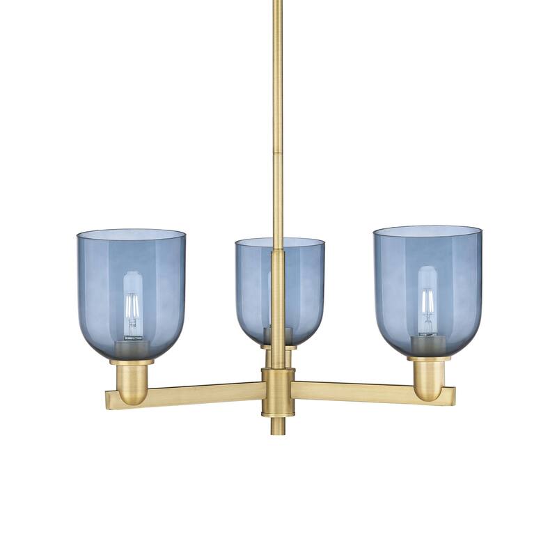 Innovations Lighting 716-3CR-12-28 Bella Chandelier Bella 3 Light 28" - Brushed Brass / Blue
