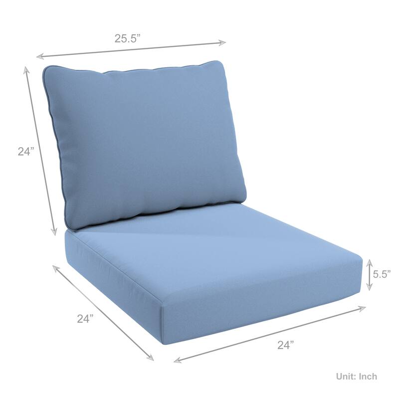 California Umbrella Outdoor Deep Seat Cushion Set, 24" x 48", Sunbrella Fabric, Densified Fiber Fill