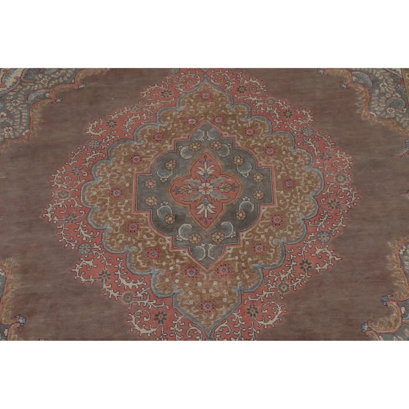 Brown Tabriz Persian Vintage Area Rug Handmade Oriental Wool Carpet - 7'8"x 11'1"