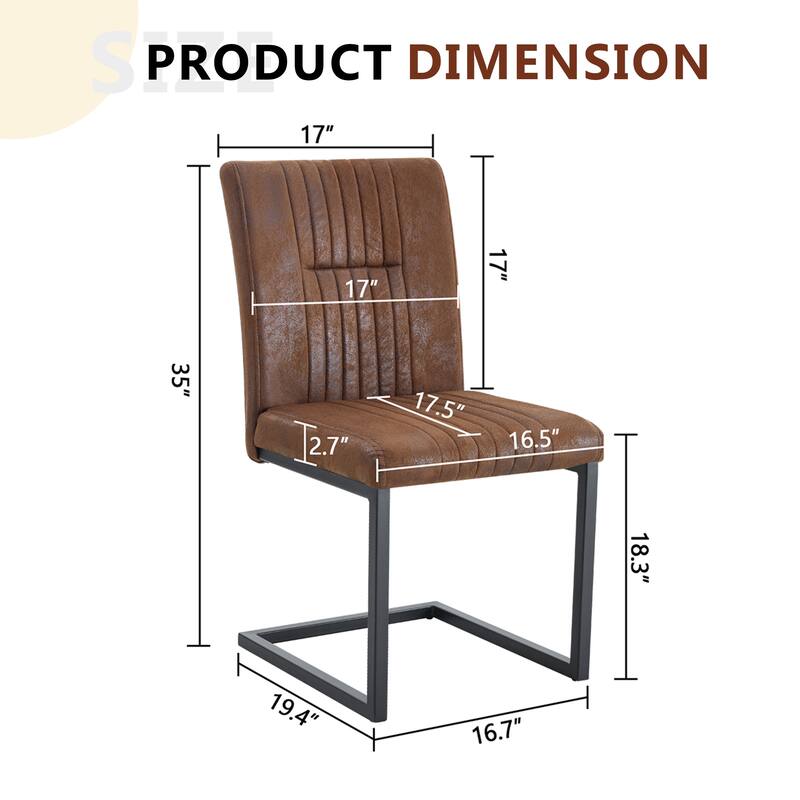 4 Ergonomic Brown Technology Fabric Dining Chairs, With Simple Line Design And Comfortable Sponge Filling And Black Metal Leg