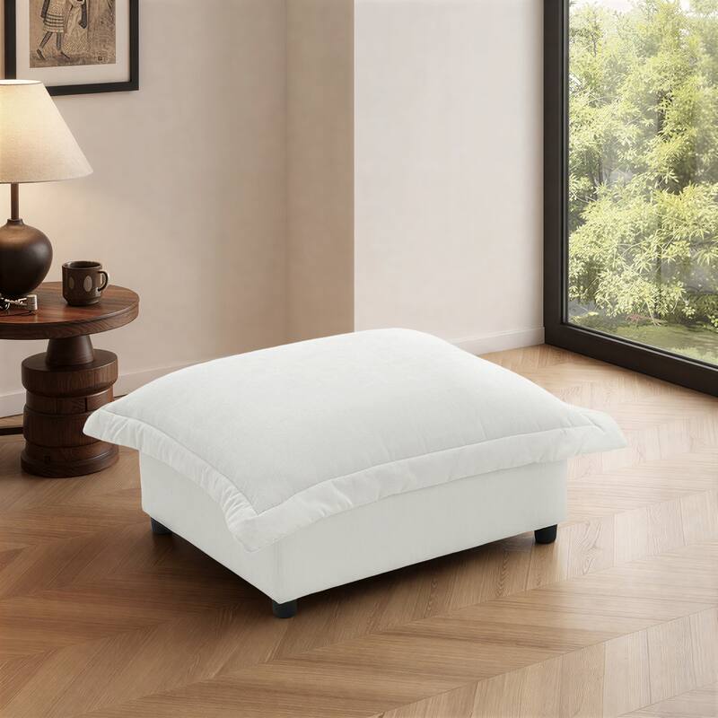 37"W Oversized Upholstered Chenille Rectangle Cloud Ottoman