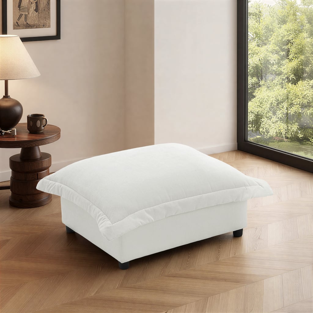 37"W Oversized Upholstered Chenille Rectangle Cloud Ottoman