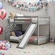 preview thumbnail 2 of 24, Twin over Twin Bunk Bed with Convertible Slide and Stairway,2 Color