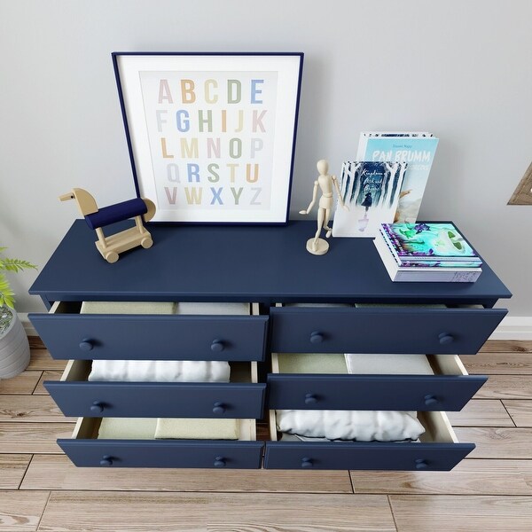 Max & Lily Classic 6-drawer Solid Wood Double Dresser - Bed Bath
