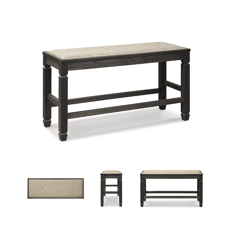 Signature Design by Ashley Tyler Creek Antique Black Upholstered Counter Height Bench