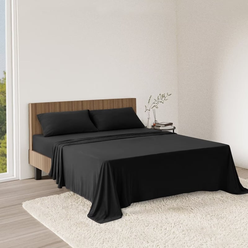 Ultra Soft Jersey Knit Deep Pocket Sheet Sets - Twin/Twin XL - Black