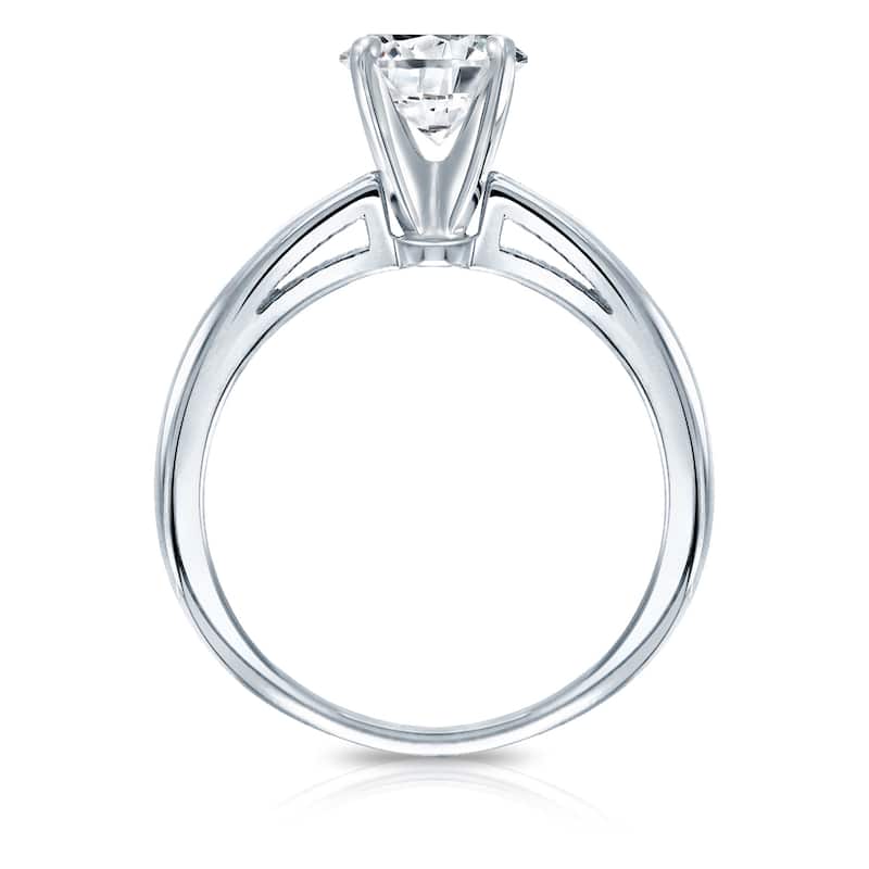 Auriya 14k Gold Brilliant Round 2 carat Moissanite Solitaire Engagement Ring