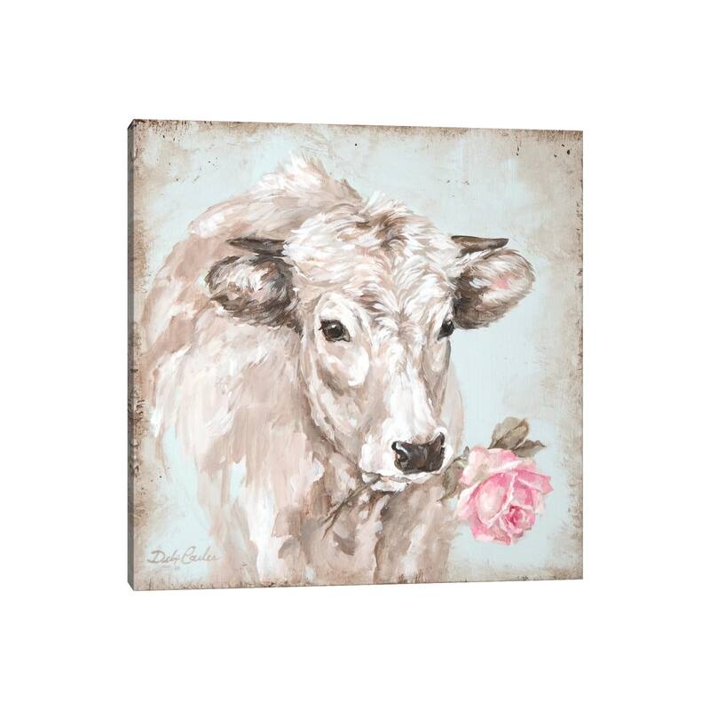 iCanvas 'Cow With Rose II' by Debi Coules Canvas Print