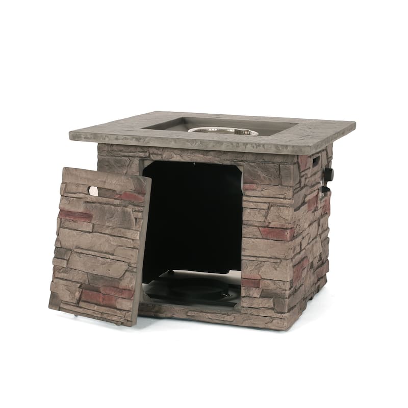 Hoonah 32-inch Outdoor Square Liquid Propane Fire Pit with Lava Rocks by Christopher Knight Home