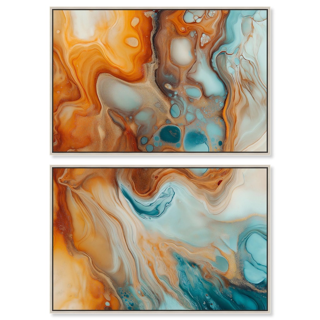 Marbled Flow Canvas Set of 2 by Art Remedy
