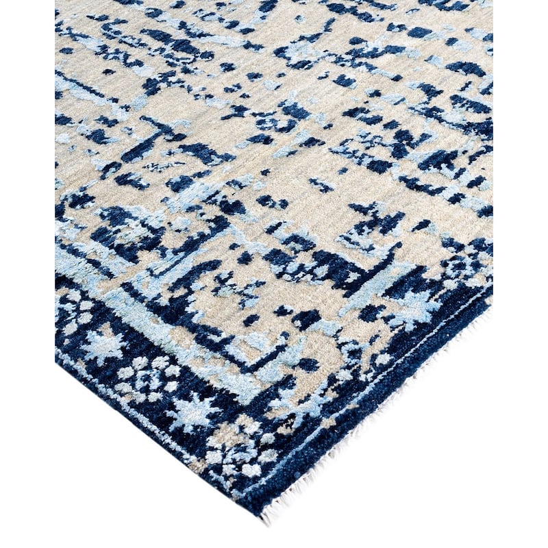 Ikat One-of-a-Kind Handmade Area Rug, Blue - 8' 0" x 10' 2"