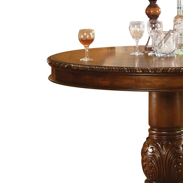 Acme Furniture Chateau De Ville Counter Height Table - Round Pedestal Dining Table In Cherry Finish